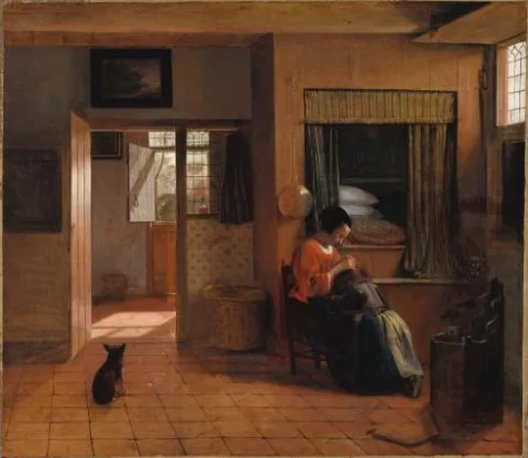 Pieter de Hooch, A Mother Delousing her Child’s Hair, Known as ‘A Mother’s Duty’