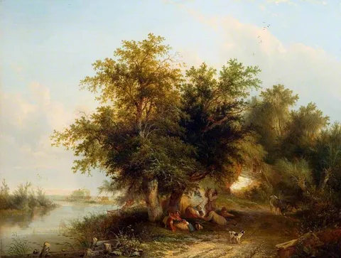 Henry John Boddington, Landscape with Gypsies and Haymakers
