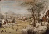 Pieter Brueghel the Younger, Winter Landscape with Skaters and a Bird Trap