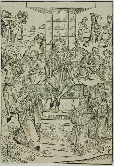 Michael Wolgemut, The Stoning of Zacharias and Isaias, page 9 from the Treasury (Schatzbehalter)