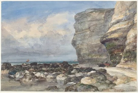 Edward William Cooke, The Rocky Beach and Cliffs at Fécamp
