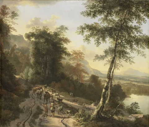Jan Hackaert, Landscape with cattle herders