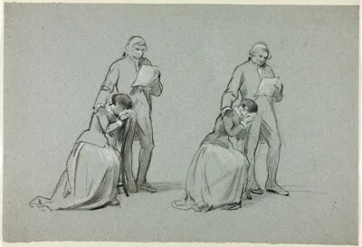 Henry Stacy Marks, Two Sketches: Father and Daughter