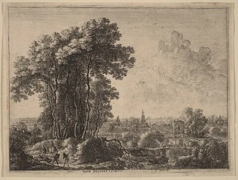 Gillis Neyts, Landscape with Horseman and Three Travelers