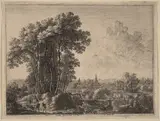 Gillis Neyts, Landscape with Horseman and Three Travelers