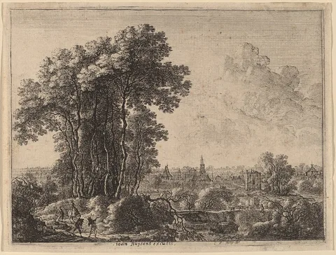 Gillis Neyts, Landscape with Horseman and Three Travelers