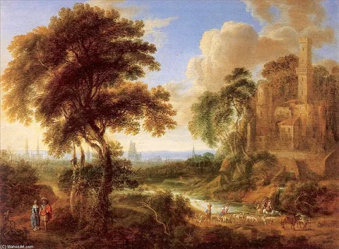 Gillis Neyts, Landscape with a castle and a town in the distance