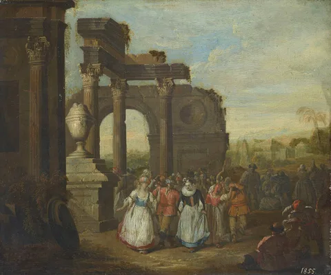 Jan Frans van Bredael, Masked dance near Roman ruins