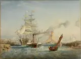 Oswald Walters Brierly, Watercolor, 'Going to Sea', Yarmouth, Norfolk, England, 1883, by Oswald W. Brierly
