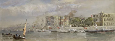 Oswald Walters Brierly, Kasr-el-Nil, the Viceroy's Palace, Cairo, 6 February