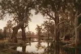 1835-1907, Henry James Johnstone, Evening shadows, backwater of the Murray, South Australia