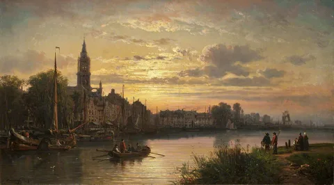 Charles Kuwasseg, Dutch Sunset Scene