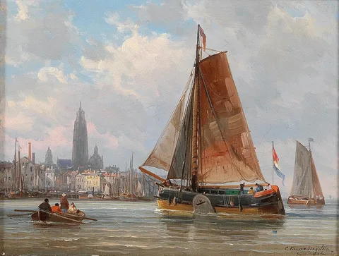 Charles Kuwasseg, Fishermen by a City