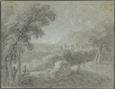 Hendrik Willem Schweickhardt, Zuidelijk heuvellandschap met een stad in het verschiet