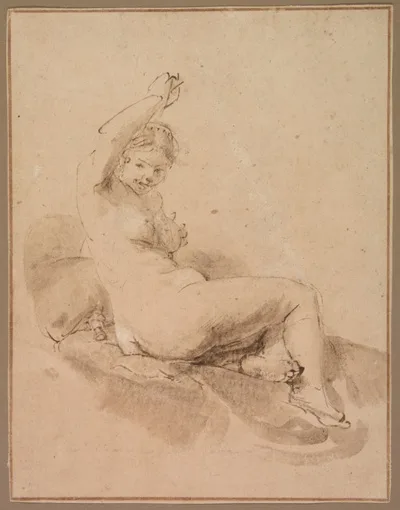 Arent de Gelder, Female Nude Reclining with Arm Raised