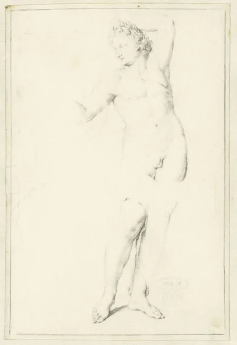 Willem van Mieris, Staande Apollo, de linkerarm omhoog