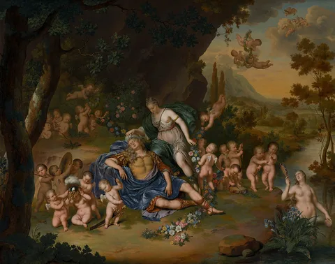 Willem van Mieris, Armida Binding the Sleeping Rinaldo with Flowers