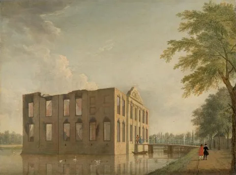 Jan ten Compe, Berkenrode Castle, Heemstede, after the Fire of 4-5 May 1747: Side View