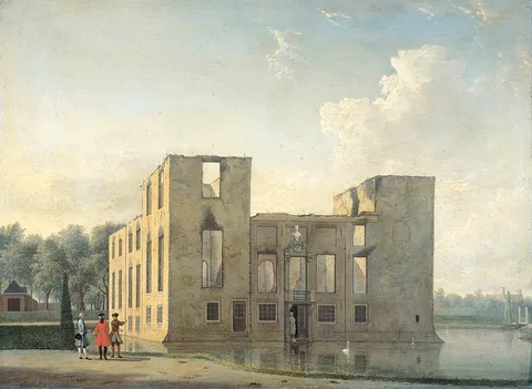 Jan ten Compe, Rear View of Berckenrode Castle in Heemstede after the Fire