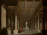 Ludvík Kohl, Interior of a Fictitious Ancient Temple with a Burnt Offering to Apollo