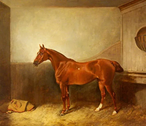 John Alfred Wheeler, A Chestnut Hunter with a White Blaze, in his Stable