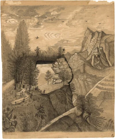 Henri Rousseau, Hikers climbing up to a Mountain Chalet