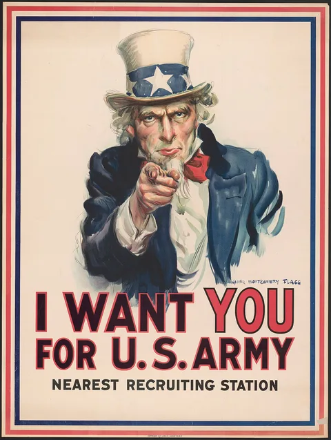 James Montgomery Flagg, I want you for the U.S. Army nearest recruiting station