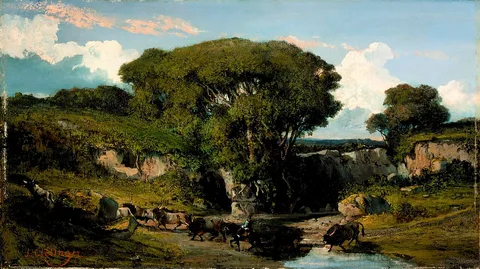 Auguste Clésinger, Mounted Herdsmen and Bulls in the Roman Countryside