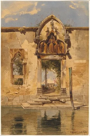 Carl Werner, The Portal of the Madonna della Misericordia from the Canal