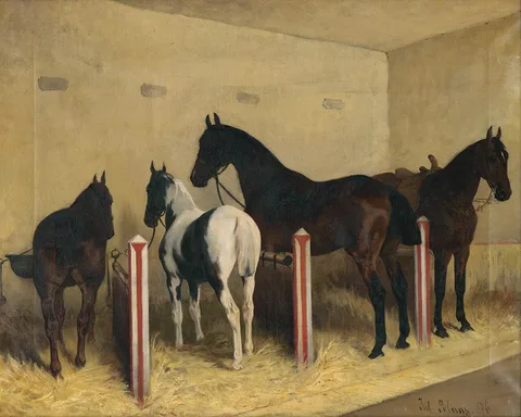 Julius von Blaas, Horses in the stable