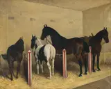 Julius von Blaas, Horses in the stable