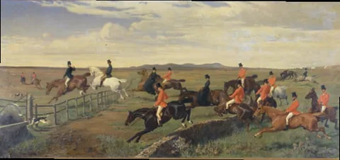 Julius von Blaas, Fox hunting in the Roman countryside