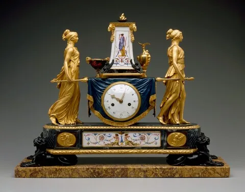 Pierre Philippe Thomire, Mantel Clock with Vestals Carrying the Sacred Fire