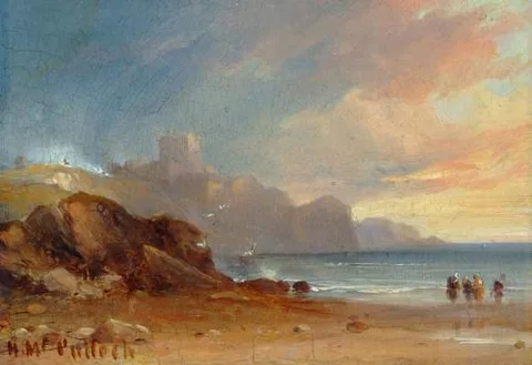 Horatio McCulloch, Seascape with Castle and Figures