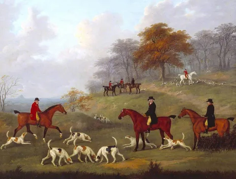 John Nost Sartorius, The Earl of Darlington Fox-Hunting with the Raby Pack: Drawing Cover