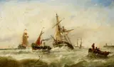 John Callow, A damaged brig being towed into harbour