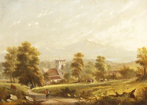 John Callow, Village Scene with Church