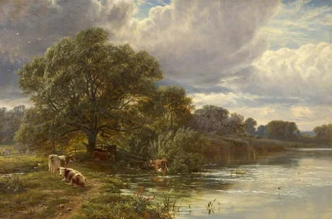 George Vicat Cole, Cattle walking beside the Arun