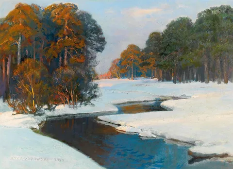 Stefan Popowski, Winter Landscape in the Evening Light
