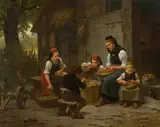 Hermann Sondermann, Mother and children in front of a house