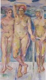 Felix Esterl, Three female nudes in front of a lake