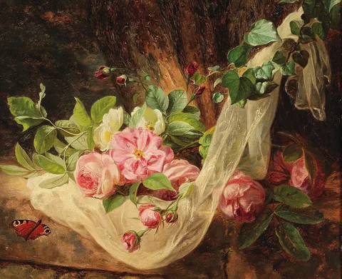 Andreas Lach, Still Life with Roses on a Forest Floor