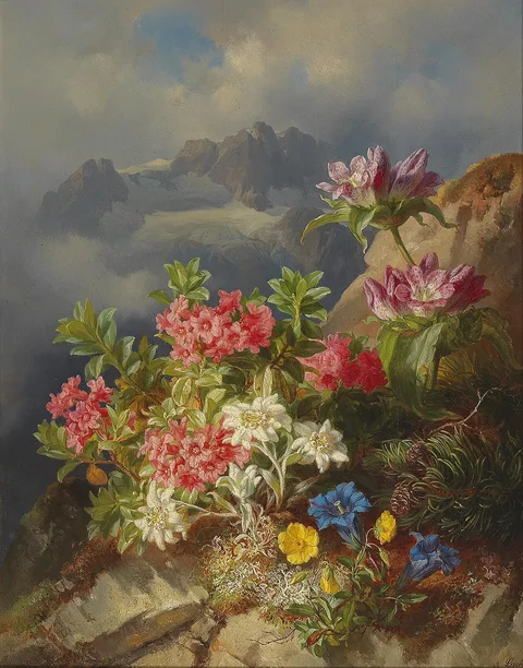 Andreas Lach, Still Life with Alpine Flowers
