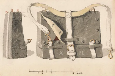 Michael Angelo Hayes, A Soldier's Knapsack: Two Studies, Side and Front View