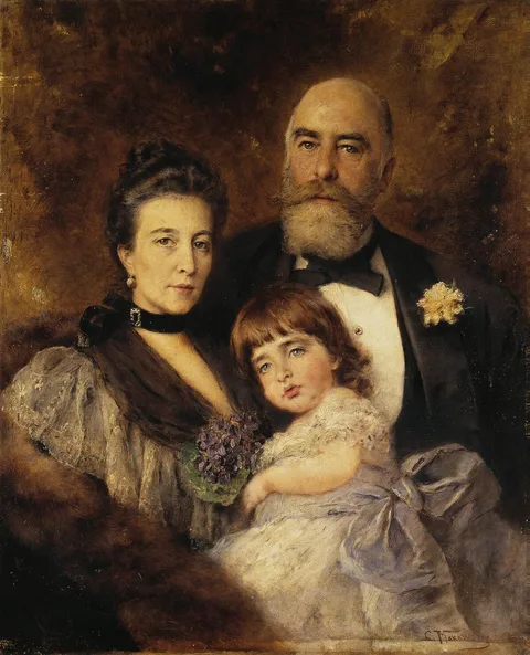 Konstantin Makovsky, Group Portrait of M.S. Volkov, S.N. Volkova and S.M. Volkov-Monsey