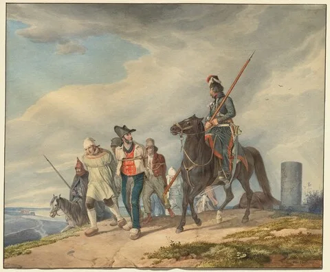 Peter von Hess, Three Armed Riders Escorting Prisoners near Reims