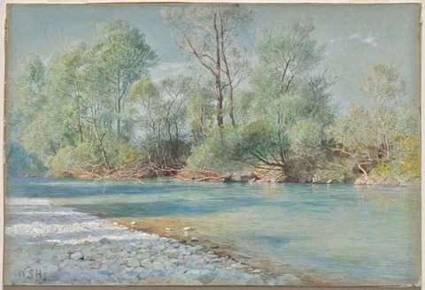 William Stanley Haseltine, Traunstein River on the Road to Empfig, Bavaria