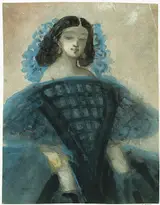 Constantin Guys, Young Woman in a Blue and Black Dress