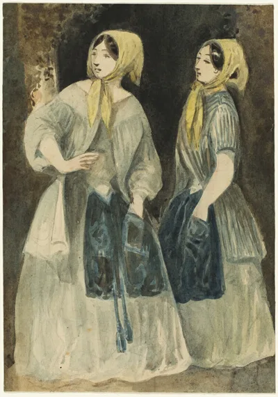 Constantin Guys, Two Women in Yellow Kerchiefs