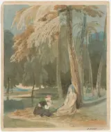 Francis Danby, Three Women Seated by a Wooded Lake